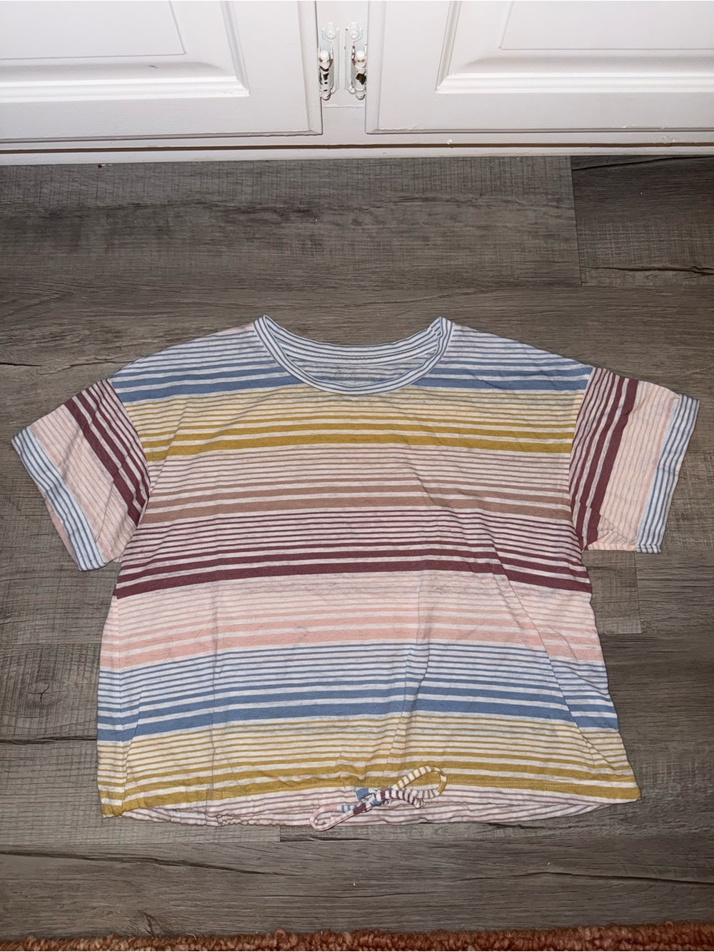 Altar'd State Kids Short-Sleeve Striped Tee in Blue, Pink, Mustard, Mauve